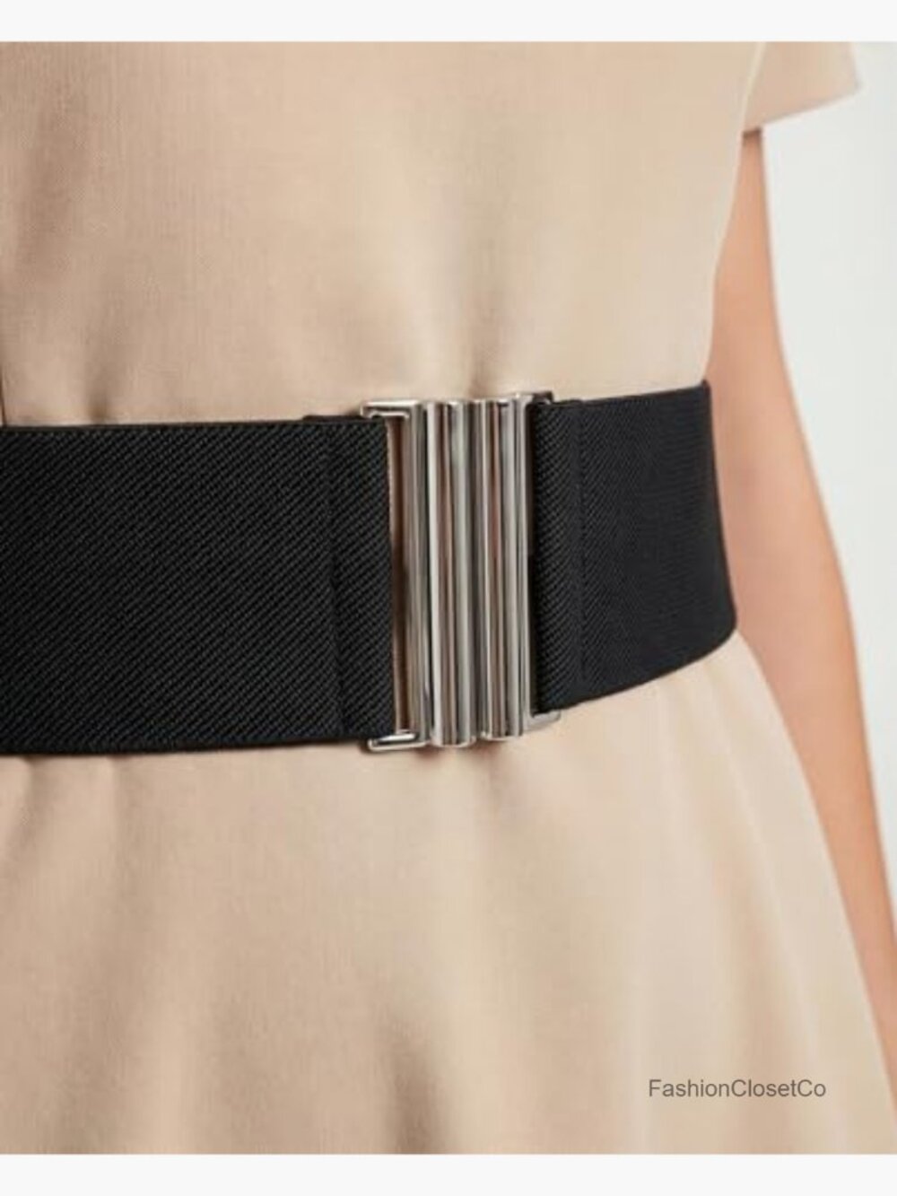 Wide Elastic Waist Cinch Stretch Waistband Retro Clasp Buckle Belt - Picture 4 of 7